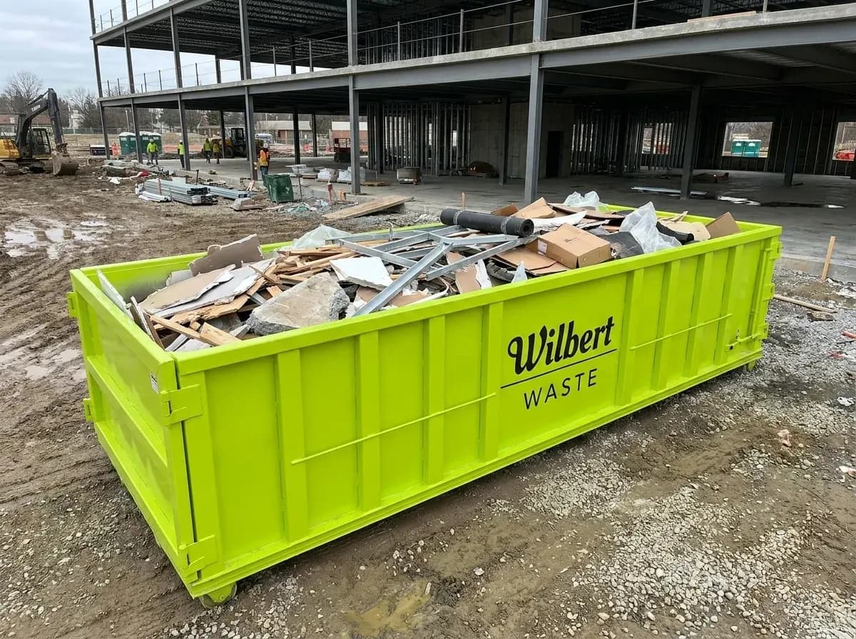 Wilbert Waste container staged at an active construction site in Berkeley County, SC